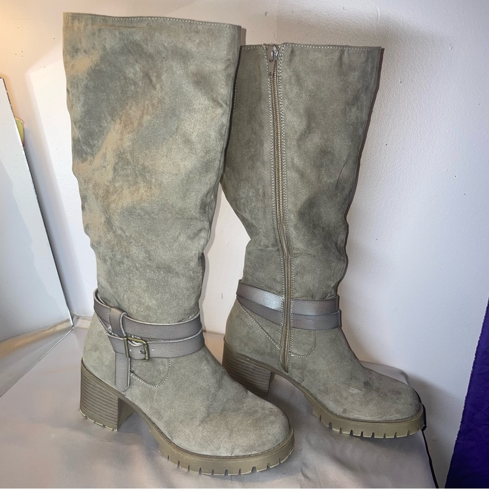 Jelly Pop Size 7 Taupe Belted Knee High Boots